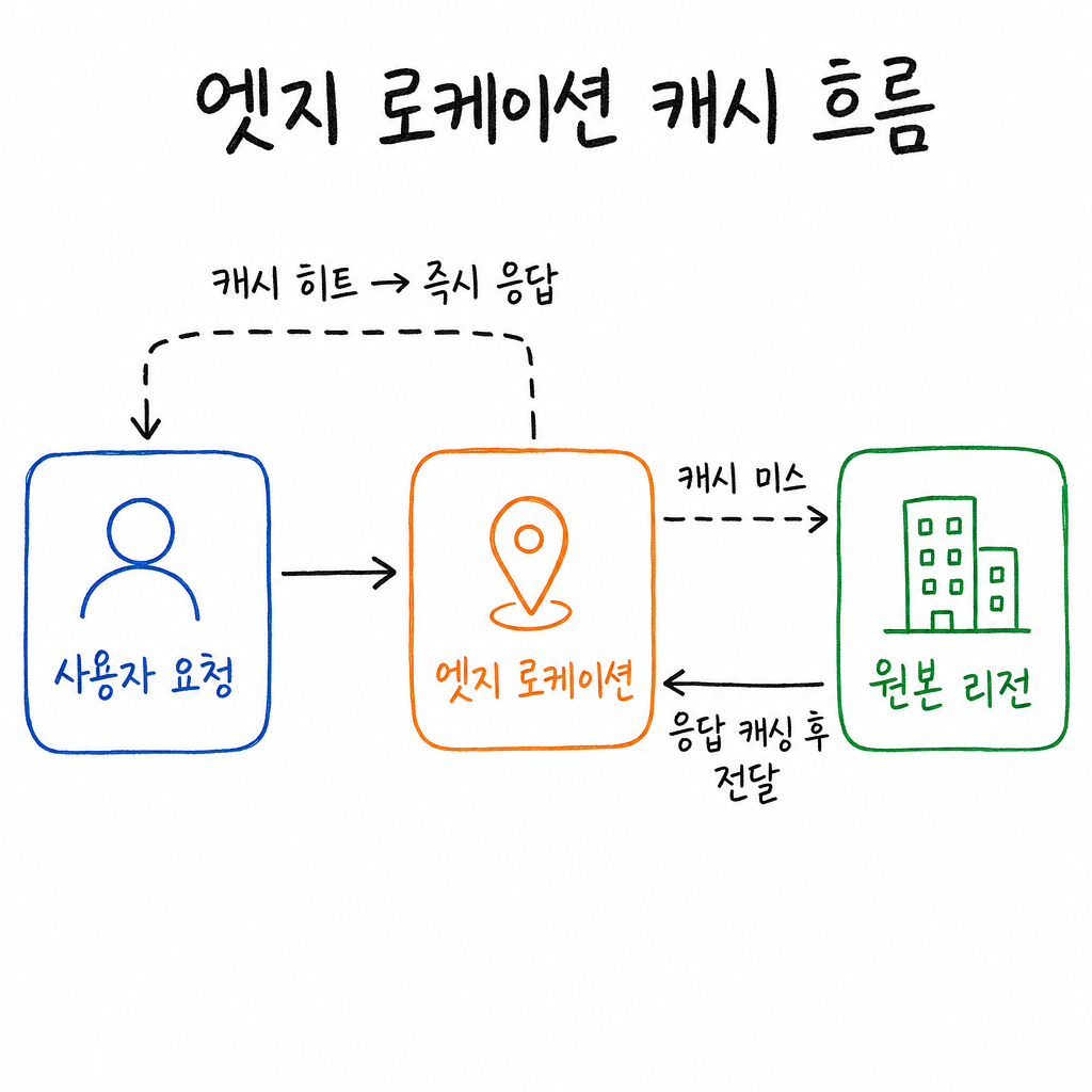엣지 로케이션 캐시 히트 미스 흐름