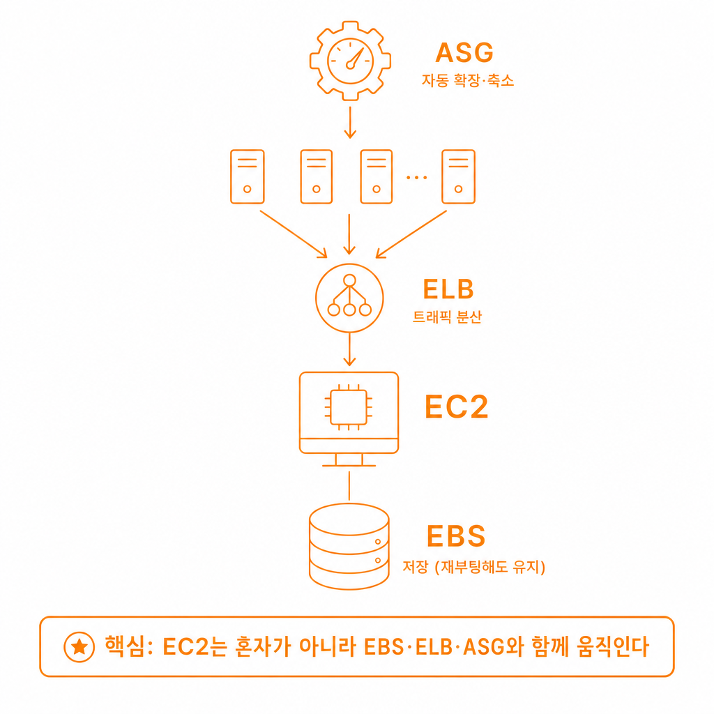 EC2와 EBS·ELB·ASG 패밀리 서비스 구조도